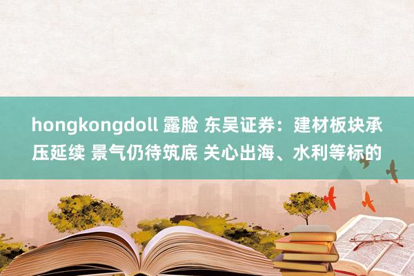 hongkongdoll 露脸 东吴证券：建材板块承压延续 景气仍待筑底 关心出海、水利等标的