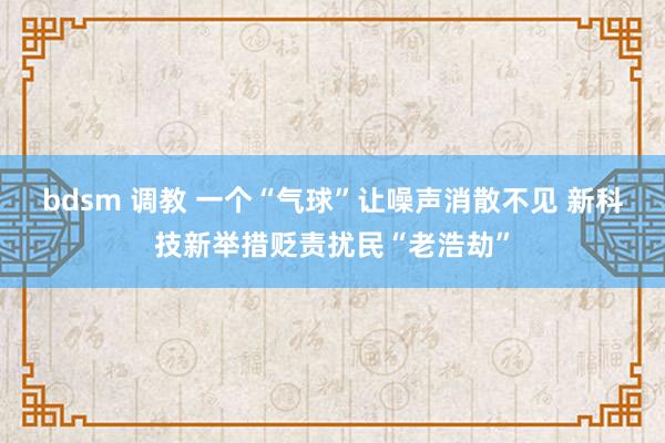 bdsm 调教 一个“气球”让噪声消散不见 新科技新举措贬责扰民“老浩劫”