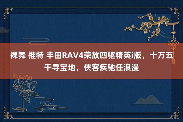 裸舞 推特 丰田RAV4荣放四驱精英i版，十万五千寻宝地，侠客疾驰任浪漫