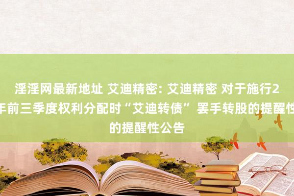 淫淫网最新地址 艾迪精密: 艾迪精密 对于施行2024年前三季度权利分配时“艾迪转债” 罢手转股的提醒性公告