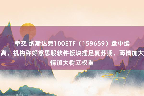 拳交 纳斯达克100ETF（159659）盘中续创历史新高，机构称好意思股软件板块插足复苏期，薄情加大树立权重
