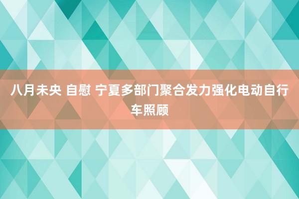 八月未央 自慰 宁夏多部门聚合发力强化电动自行车照顾