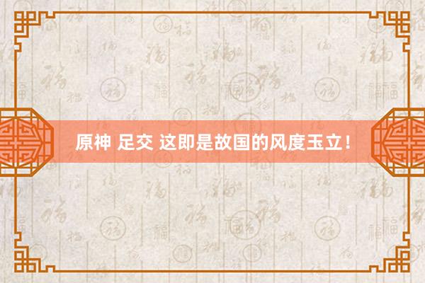 原神 足交 这即是故国的风度玉立！