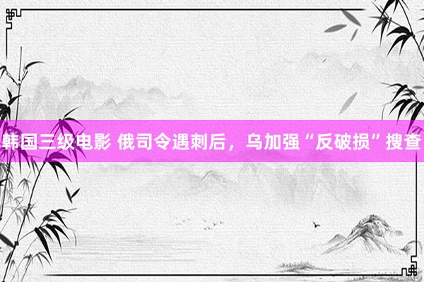 韩国三级电影 俄司令遇刺后，乌加强“反破损”搜查