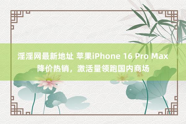 淫淫网最新地址 苹果iPhone 16 Pro Max降价热销，激活量领跑国内商场