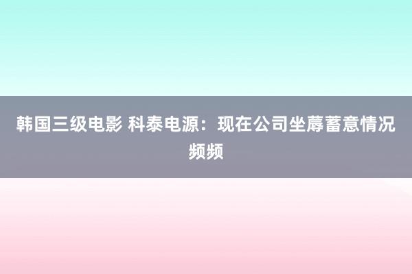 韩国三级电影 科泰电源：现在公司坐蓐蓄意情况频频