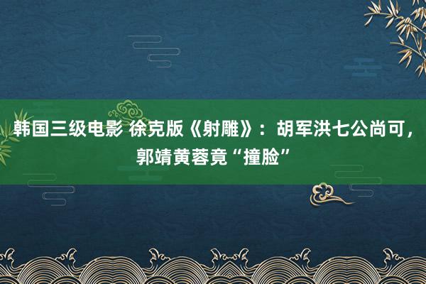 韩国三级电影 徐克版《射雕》：胡军洪七公尚可，郭靖黄蓉竟“撞脸”