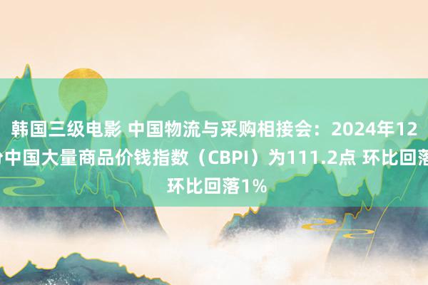 韩国三级电影 中国物流与采购相接会：2024年12月份中国大量商品价钱指数（CBPI）为111.2点 环比回落1%