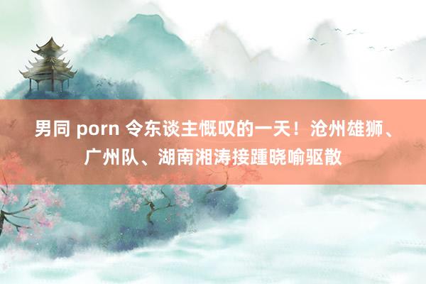 男同 porn 令东谈主慨叹的一天！沧州雄狮、广州队、湖南湘涛接踵晓喻驱散