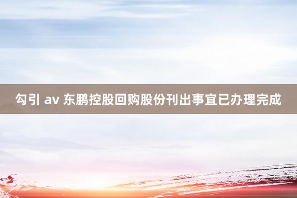 勾引 av 东鹏控股回购股份刊出事宜已办理完成