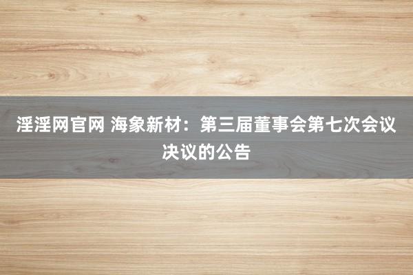淫淫网官网 海象新材：第三届董事会第七次会议决议的公告