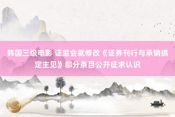 韩国三级电影 证监会就修改《证券刊行与承销搞定主见》部分条目公开征求认识
