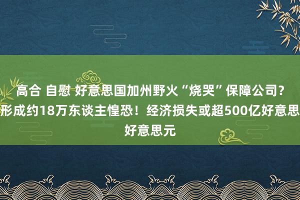 高合 自慰 好意思国加州野火“烧哭”保障公司？已形成约18万东谈主惶恐！经济损失或超500亿好意思元