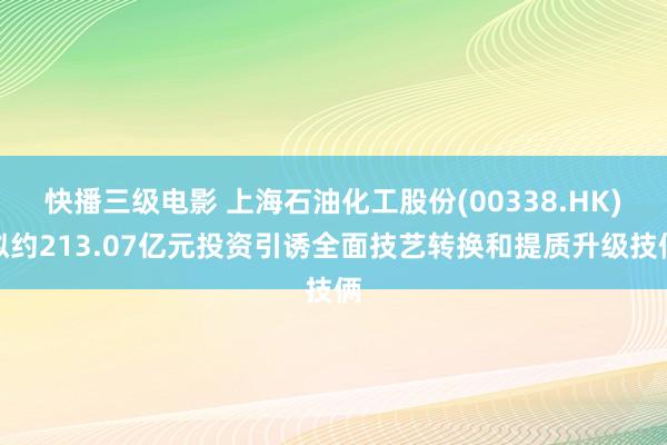 快播三级电影 上海石油化工股份(00338.HK)拟约213.07亿元投资引诱全面技艺转换和提质升级技俩