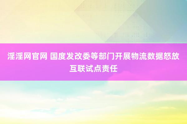 淫淫网官网 国度发改委等部门开展物流数据怒放互联试点责任