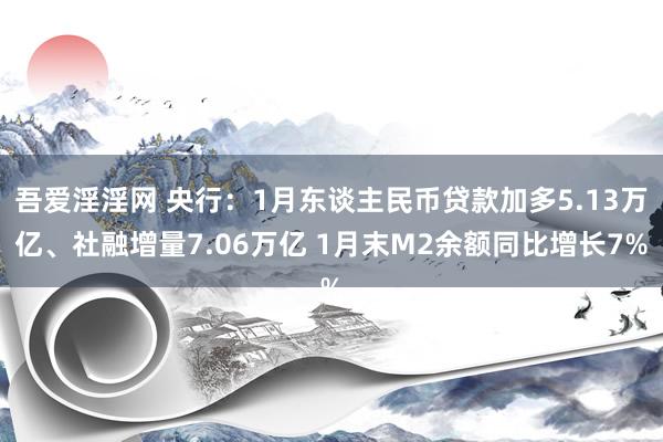 吾爱淫淫网 央行：1月东谈主民币贷款加多5.13万亿、社融增量7.06万亿 1月末M2余额同比增长7%