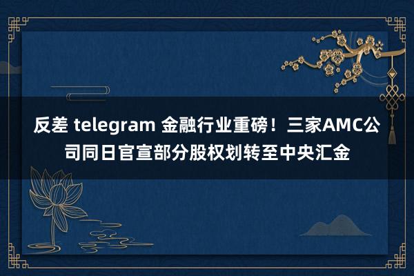 反差 telegram 金融行业重磅！三家AMC公司同日官宣部分股权划转至中央汇金