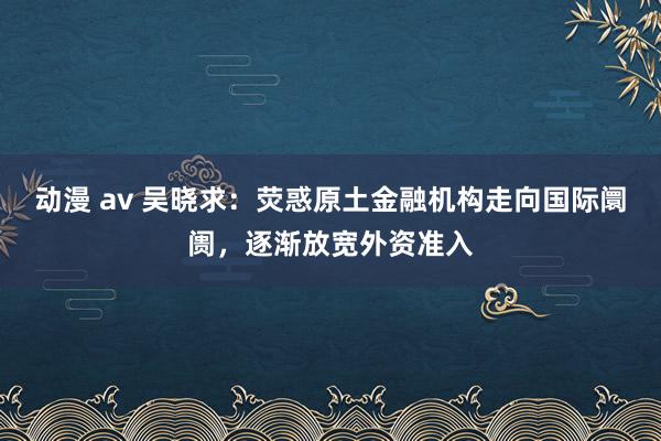 动漫 av 吴晓求：荧惑原土金融机构走向国际阛阓，逐渐放宽外资准入