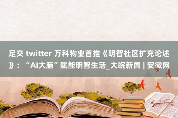 足交 twitter 万科物业首推《明智社区扩充论述》：“AI大脑”赋能明智生活_大皖新闻 | 安徽网