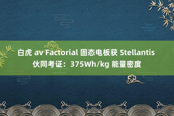 白虎 av Factorial 固态电板获 Stellantis 伙同考证：375Wh/kg 能量密度